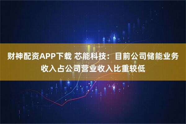 财神配资APP下载 芯能科技：目前公司储能业务收入占公司营业收入比重较低