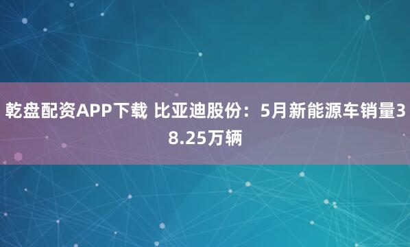 乾盘配资APP下载 比亚迪股份：5月新能源车销量38.25万辆